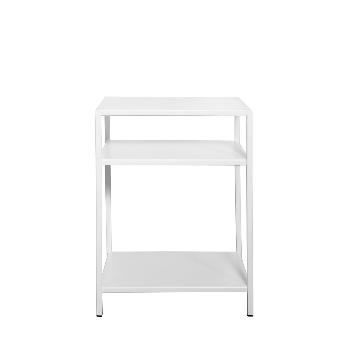 The Folded Plate Top Pedestal with Dual Shelves