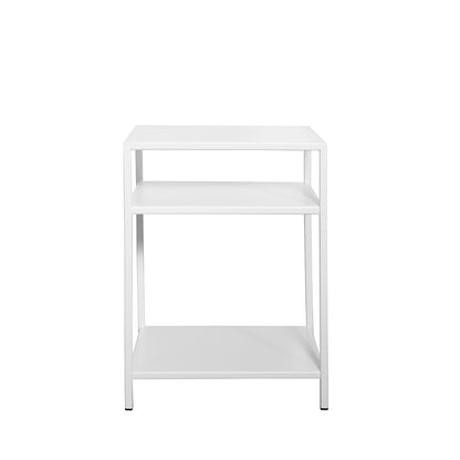 The Folded Plate Top Pedestal with Dual Shelves