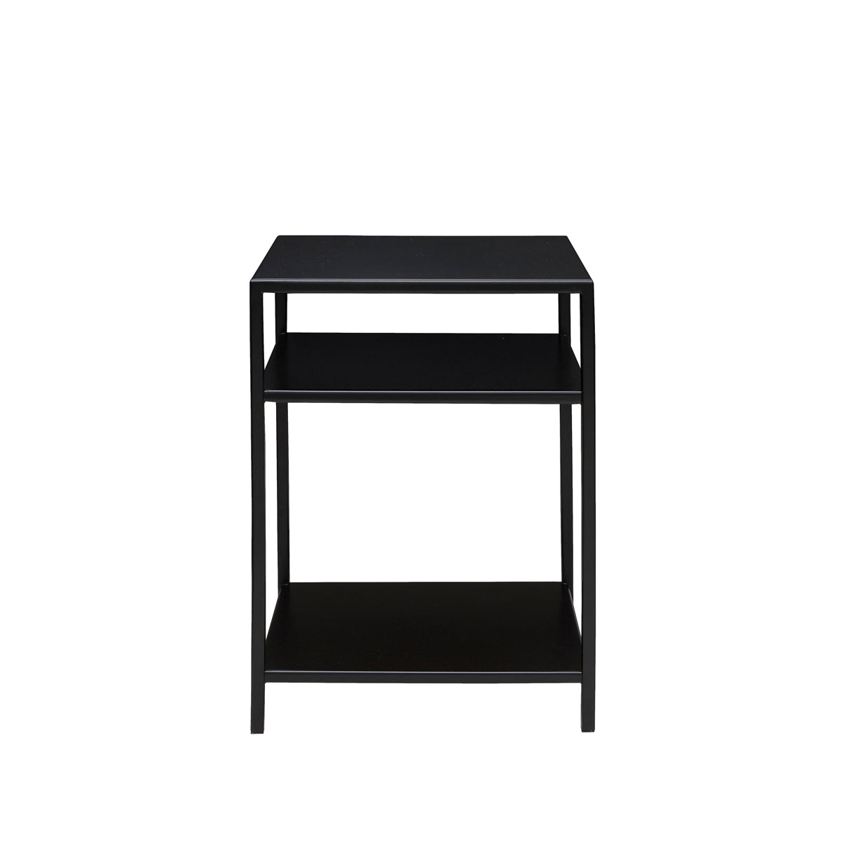 The Folded Plate Top Pedestal with Dual Shelves