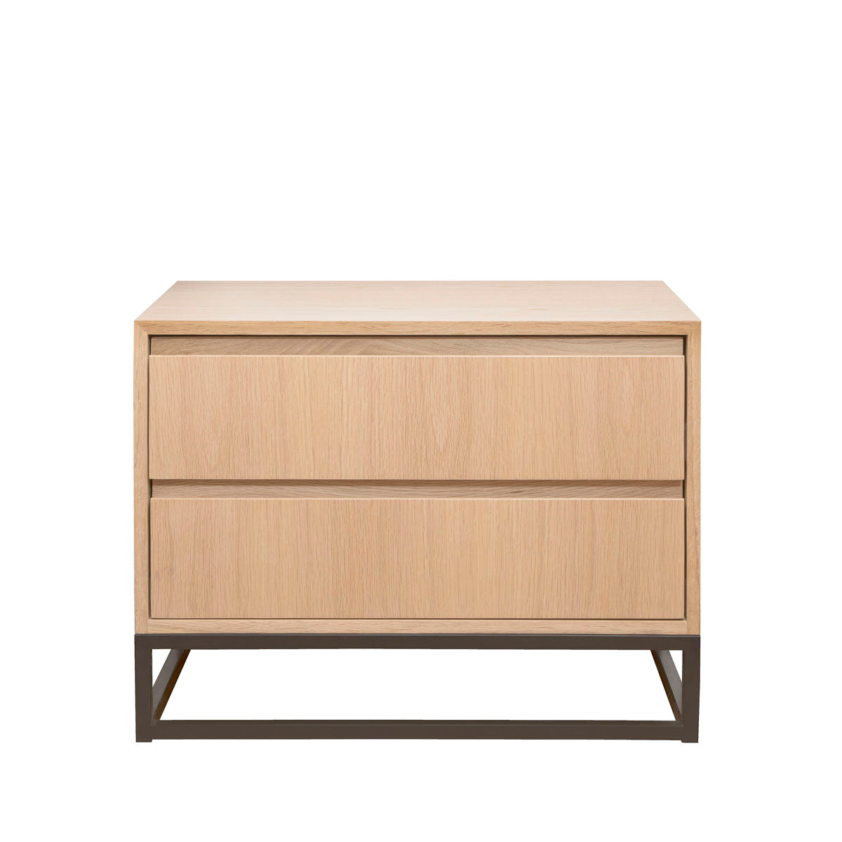 The Steel Cubic Frame Pedestal with Two Oak Drawers