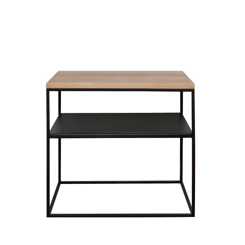 The Cubic Frame Pedestal with Oak Top and Steel Shelf – LIM