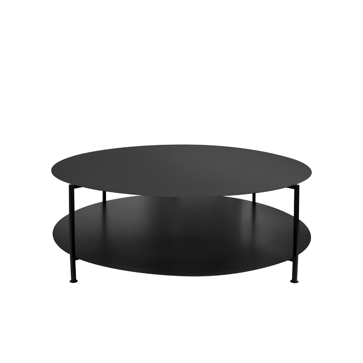 Round Steel Coffee Table With Shelf, Round Black Steel Coffee Table