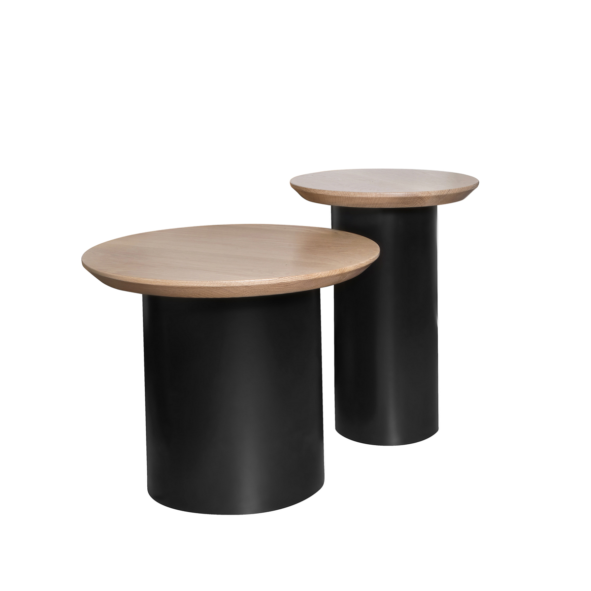 Round Oak Top Drum Side Table Limcoza